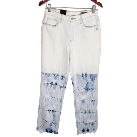 NWT Blank NYC The Madison Crop Jeans in Manic Monday Tie Dye Leg Size 27 - Picture 4 of 8